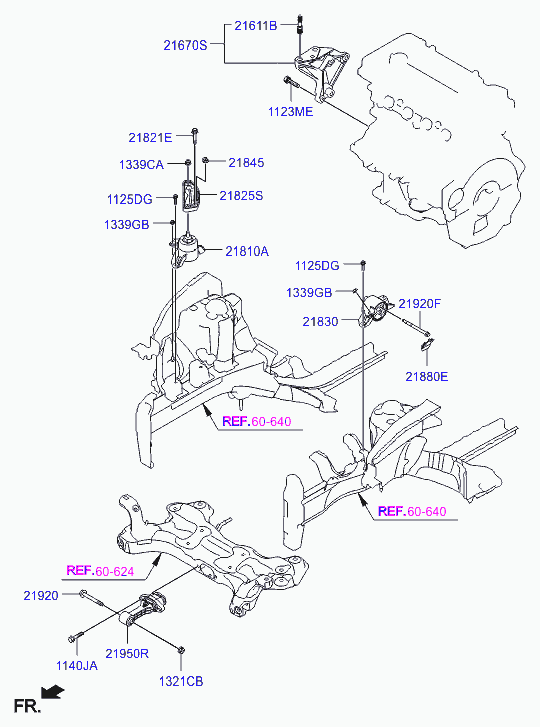 Подушка двигателя левая для Хендай Солярис 2010-2014