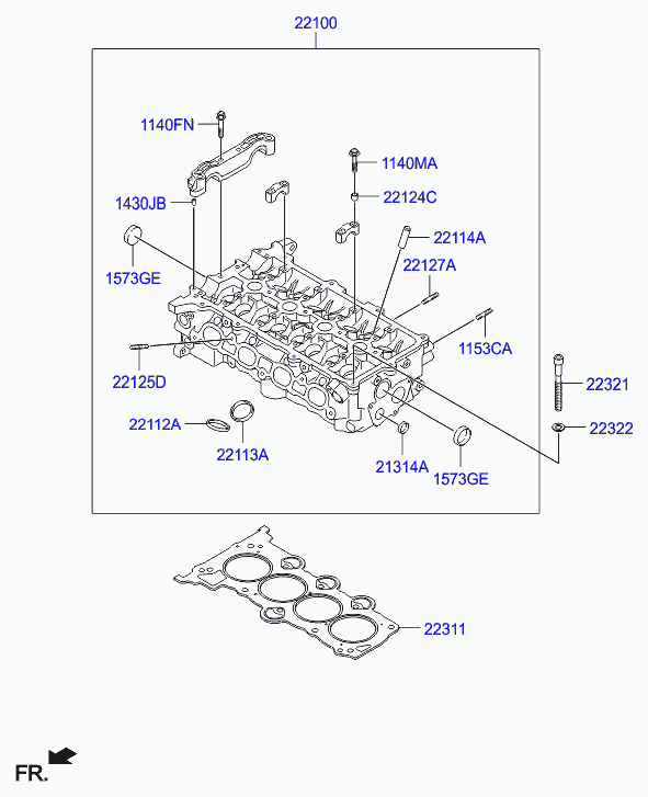 Головка блока цилиндров в сборе для Хендай Солярис 2010-2014