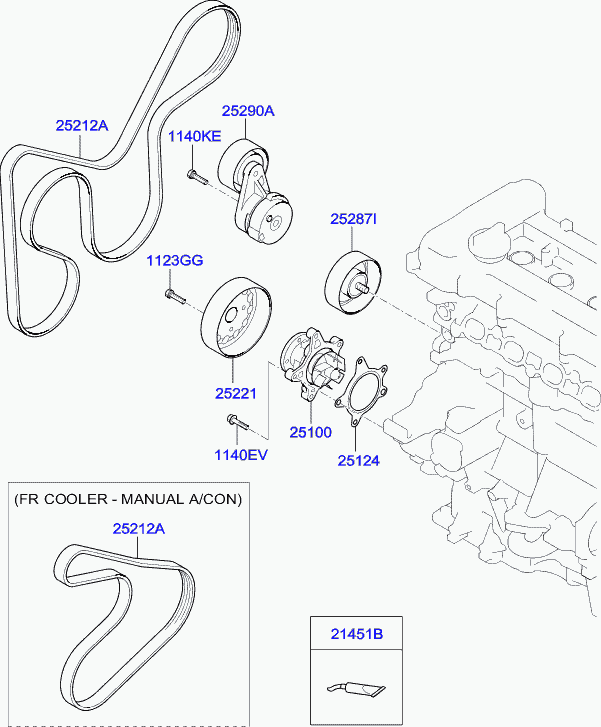 Ролик приводного ремня для Хендай Солярис 2010-2014