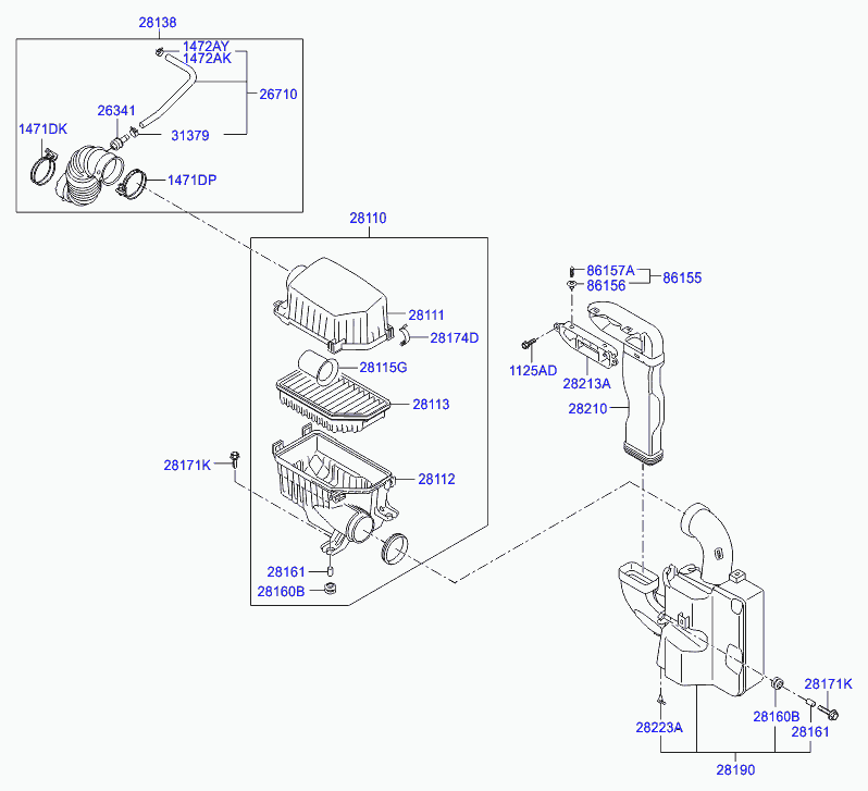 Фильтр воздушный-моторный для Хендай Солярис 2010-2014