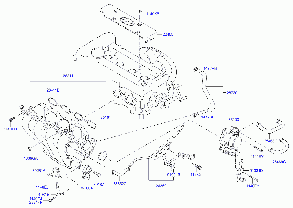 Датчик расхода воздуха для Хендай Солярис 2010-2014
