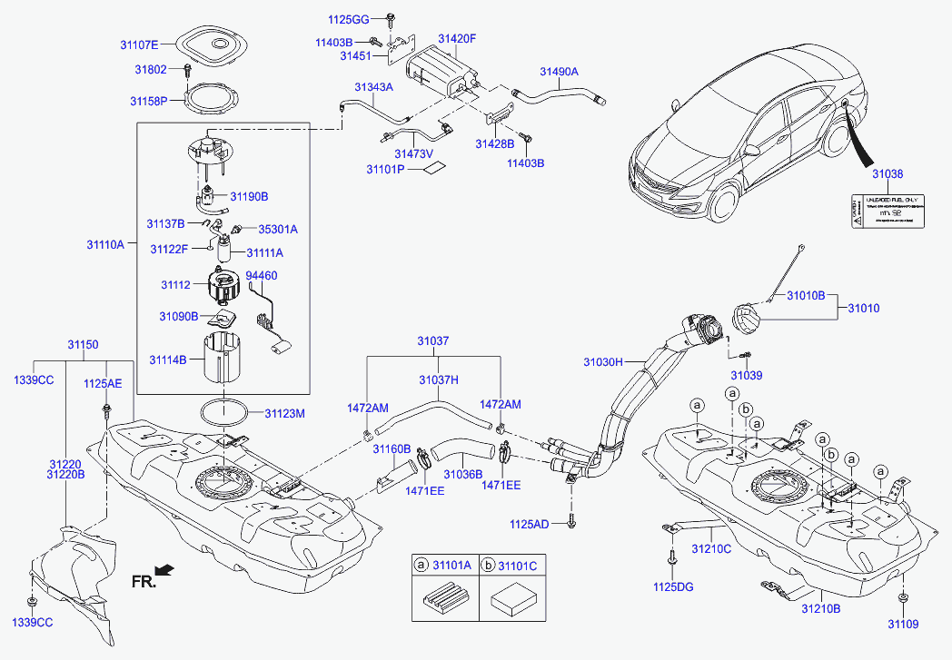 Бак топливный для Хендай Солярис 2010-2014
