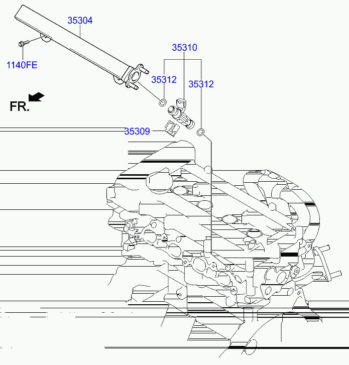 Топливная рампа для Хендай Солярис 2010-2014