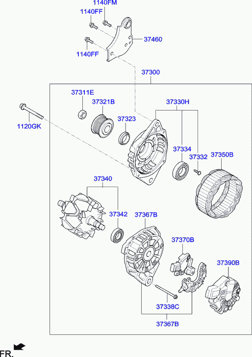 Генератор в сборе для Хендай Солярис 2010-2014