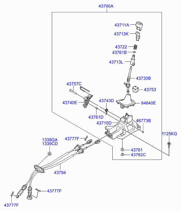 Трос переключения скоростей для Хендай Солярис 2010-2014 