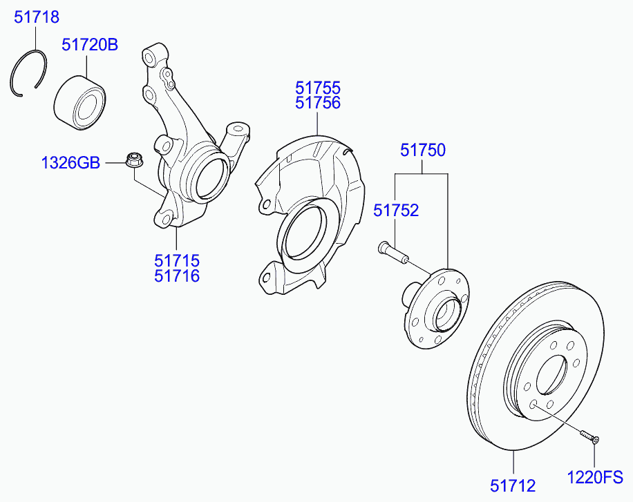 Ступица передняя правая для Хендай Солярис 2010-2014