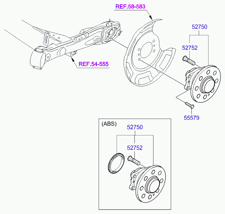 Ступица задняя левая для Хендай Солярис 2010-2014