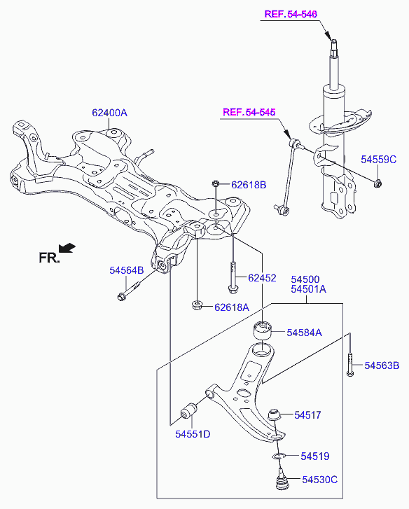Шаровая опора рычага переднего нижнего правого для Хендай Солярис 2010-2014