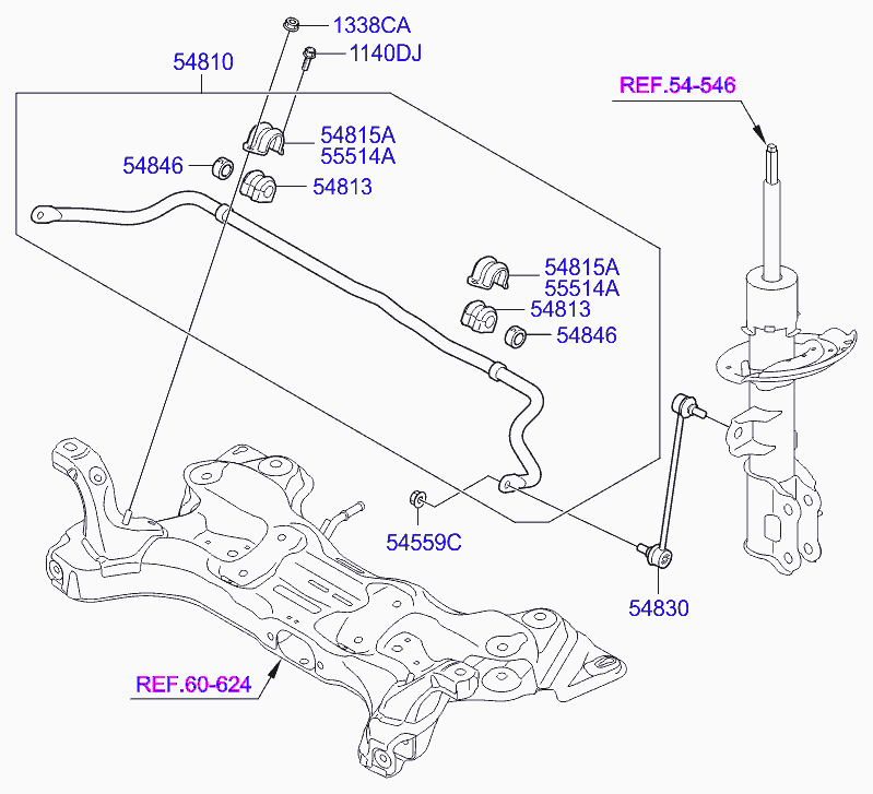 Стабилизатор передний для Хендай Солярис 2010-2014