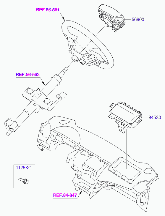 Подушка безопасности водителя для Хендай Солярис 2010-2014