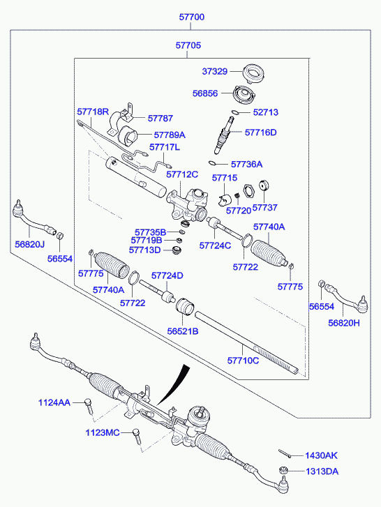 Рулевая рейка для Хендай Солярис 2010-2014
