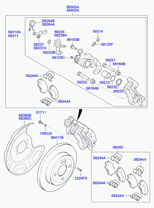 Колодки тормозные задние для Хендай Солярис 2010-2014