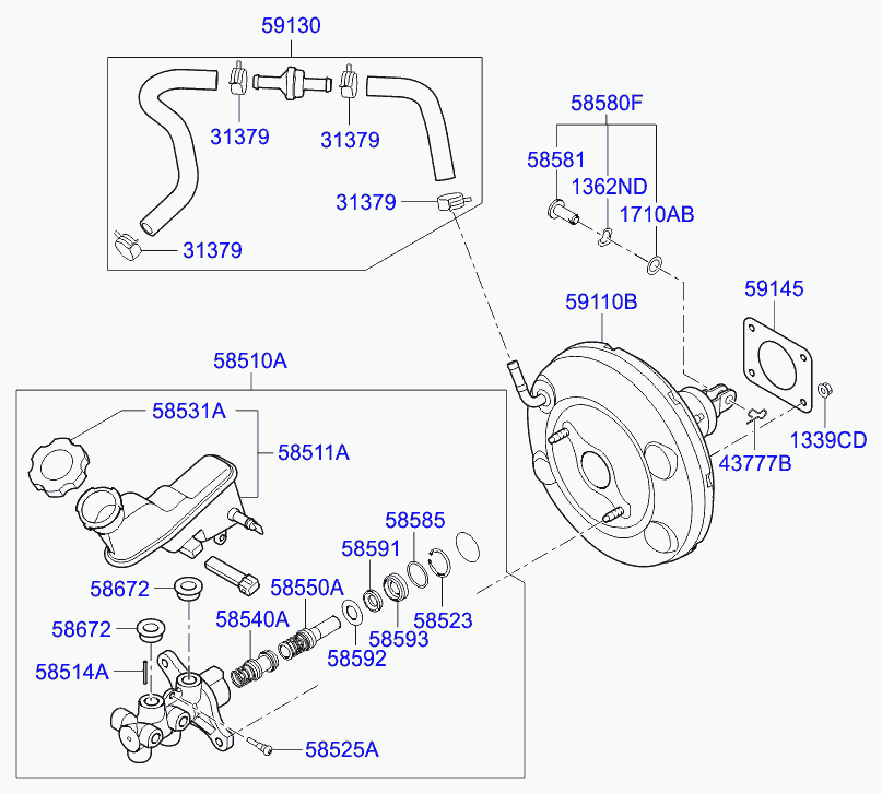 Главный тормозной цилиндр с бачком для Хендай Солярис 2010-2014