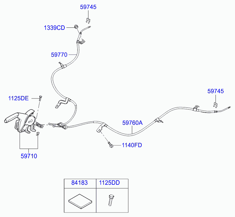 Трос левый стояночного, ручного тормоза для Хендай Солярис 2010-2014