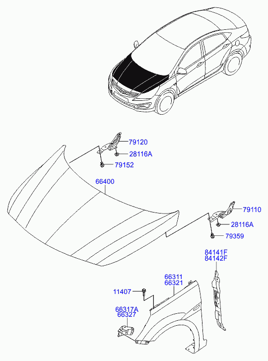 Крыло переднее левое для Хендай Солярис 2010-2014