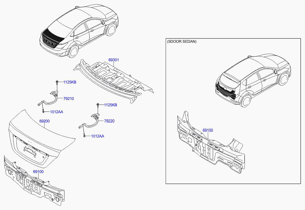 Крышка багажника для Хендай Солярис 2010-2014