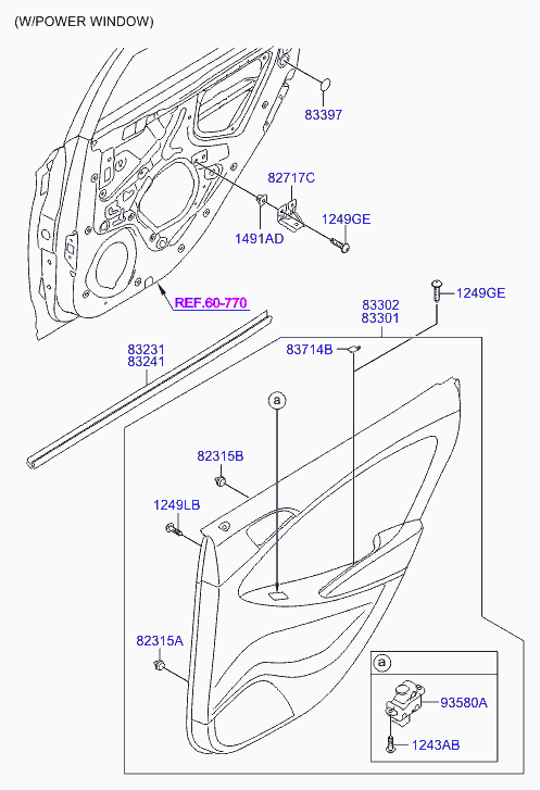 Панель отделки задней правой двери для Хендай Солярис 2010-2014