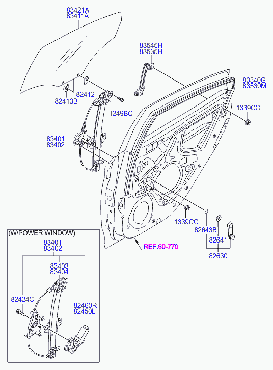 Стекло задней правой двери для Хендай Солярис 2010-2014