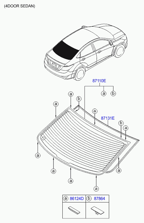 Стекло заднее для Хендай Солярис 2010-2014