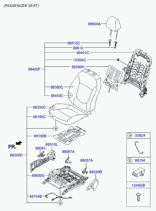 Спинка переднего сиденья пассажира для Хендай Солярис 2010-2014