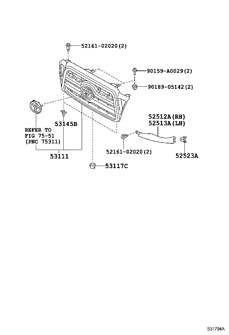 Решетка радиатора для Тойота Такома 2004-2011