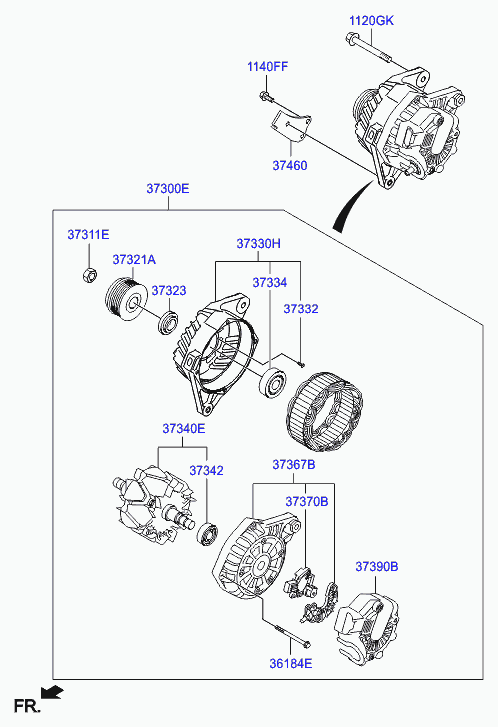 Генератор в сборе для Хендай i40 2011-2015