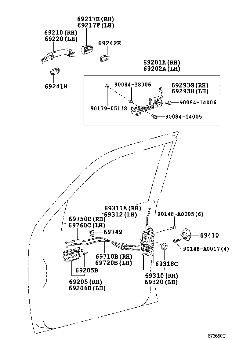 Замок передней правой двери для Тойота Такома 2004-2011
