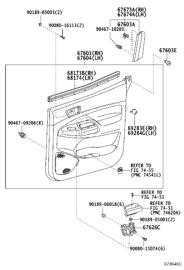 Панель отделки задней правой двери для Тойота Такома 2004-2011