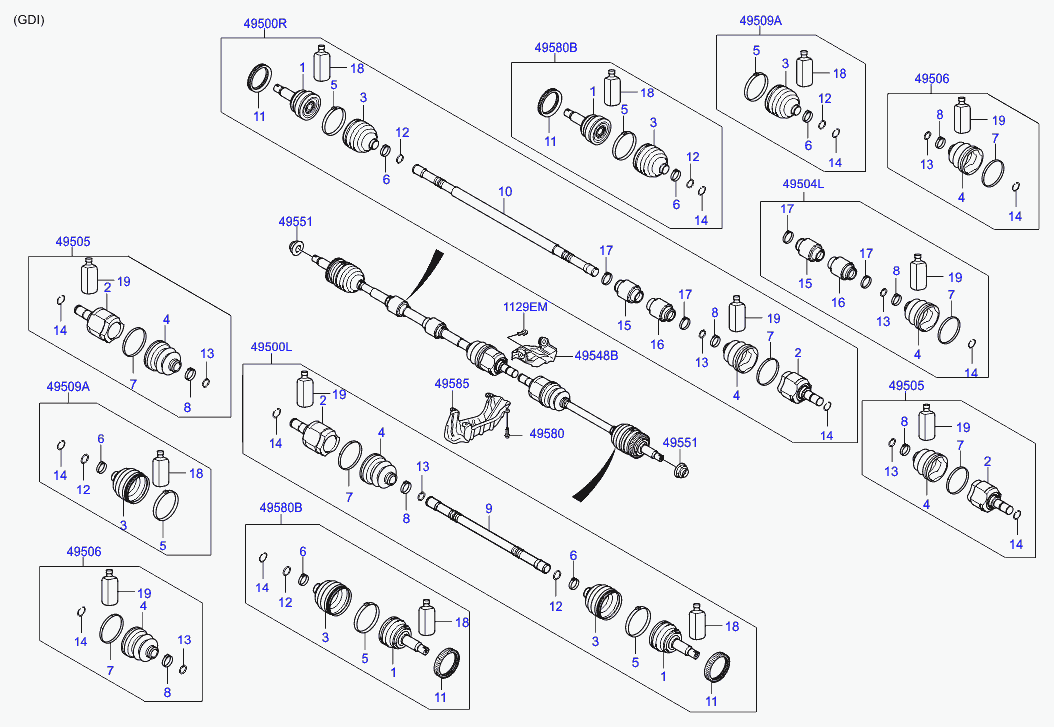 Приводной вал правый для Хендай i40 2011-2015