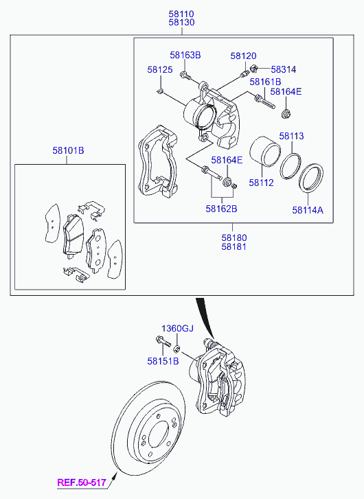 Суппорт тормозной передний правый для Хендай i40 2011-2015