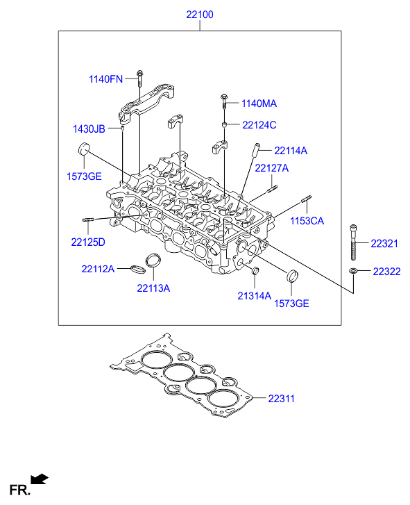 Головка блока цилиндров в сборе для Хендай Солярис 2014-2017