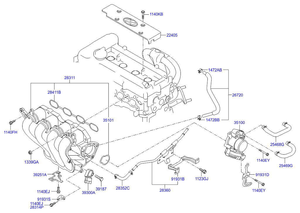 Датчик расхода воздуха для Хендай Солярис 2014-2017