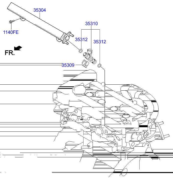 Топливная рампа для Хендай Солярис 2014-2017