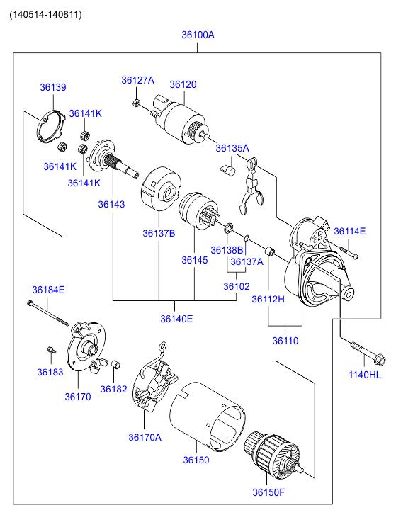 Стартер в сборе для Хендай Солярис 2014-2017