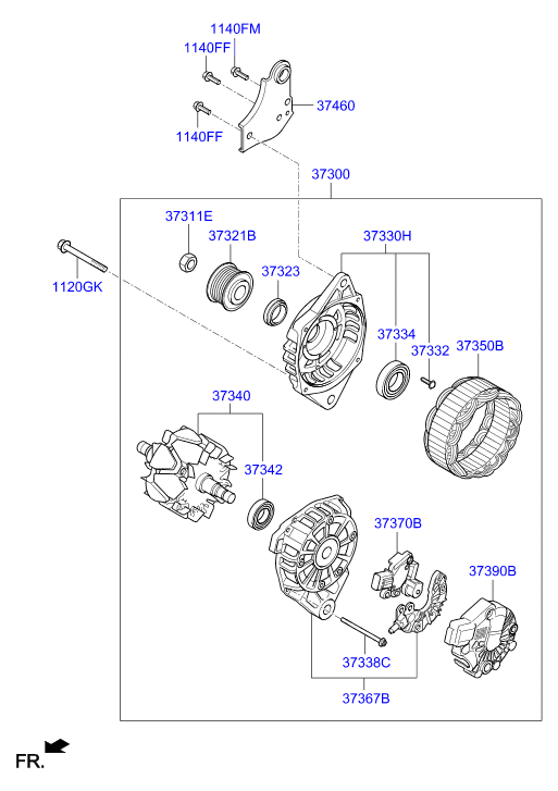 Генератор в сборе для Хендай Солярис 2014-2017