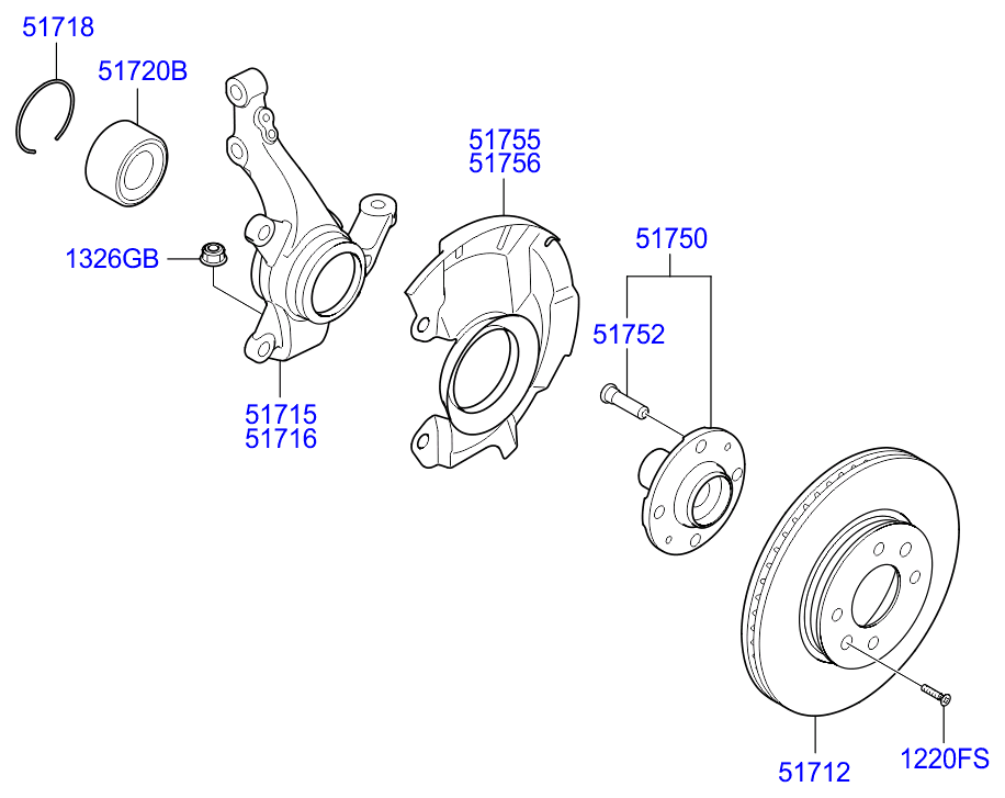 Ступица передняя левая для Хендай Солярис 2014-2017