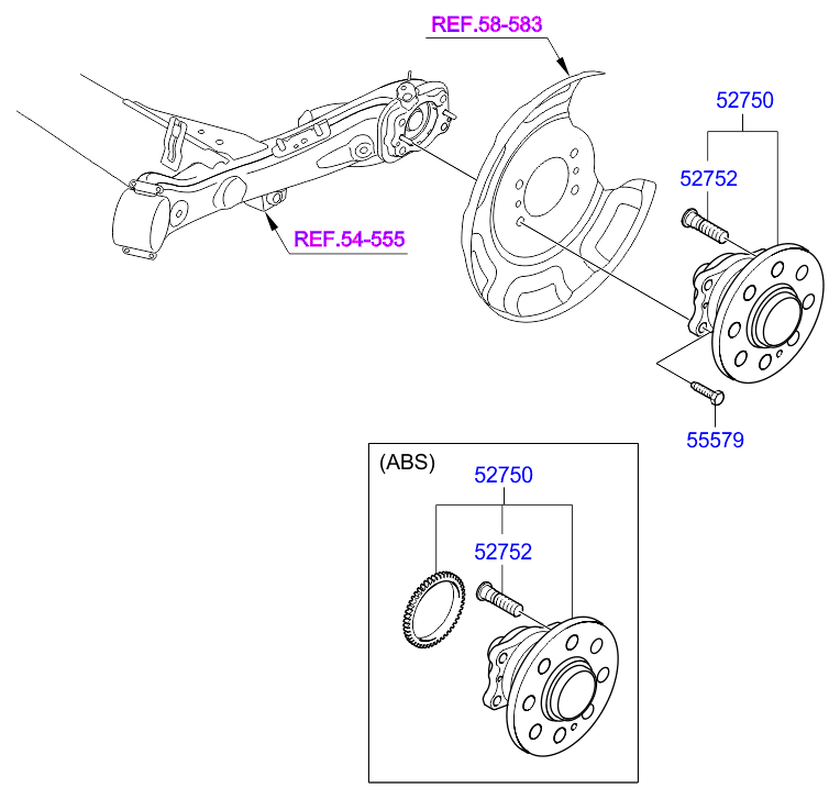 Ступица задняя левая для Хендай Солярис 2014-2017