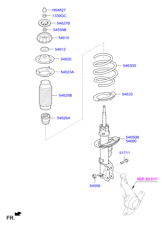 Стойка передняя левая для Хендай Солярис 2014-2017