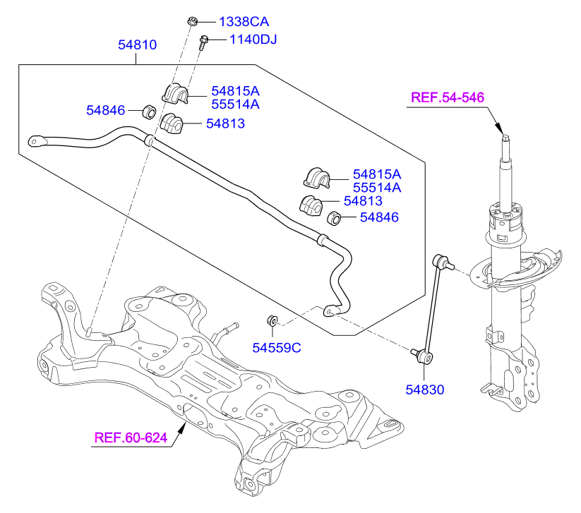 Стабилизатор передний для Хендай Солярис 2014-2017