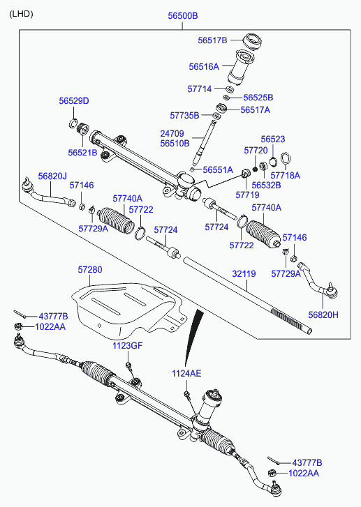 Рулевая рейка в сборе с наконечниками для Хендай i40 2011-2015
