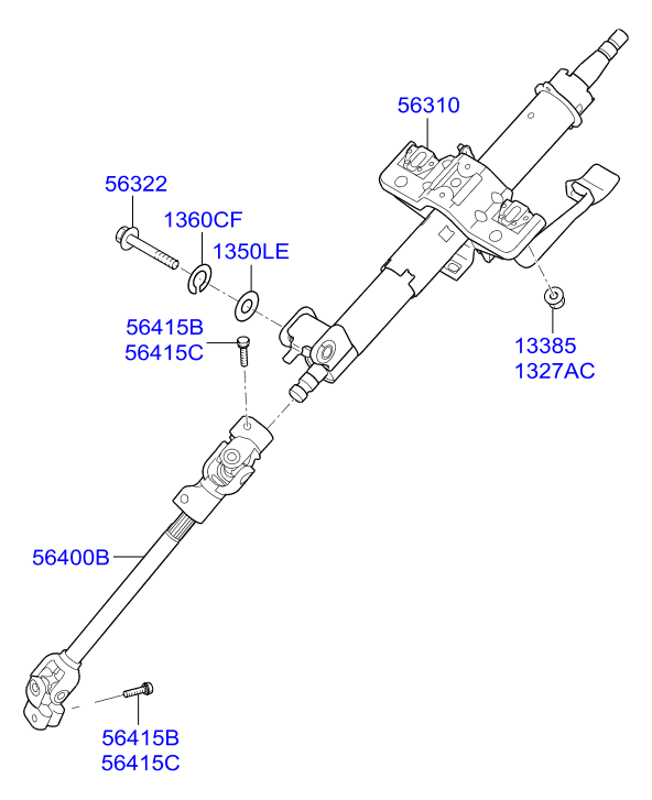 Рулевой вал нижний для Хендай Солярис 2014-2017