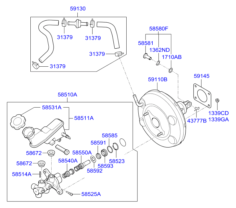 Главный тормозной цилиндр с бачком для Хендай Солярис 2014-2017