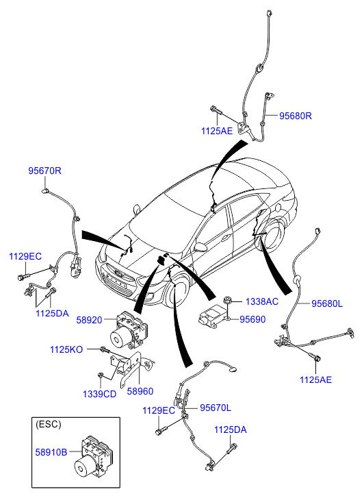 Датчик АБС задний левый для Хендай Солярис 2014-2017
