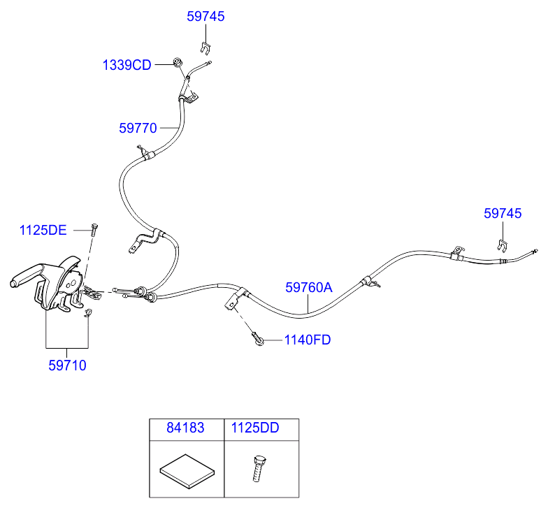 Трос левый стояночного, ручного тормоза для Хендай Солярис 2014-2017
