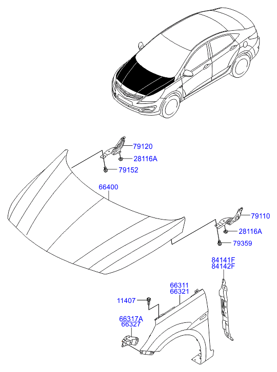 Крыло переднее правое для Хендай Солярис 2014-2017