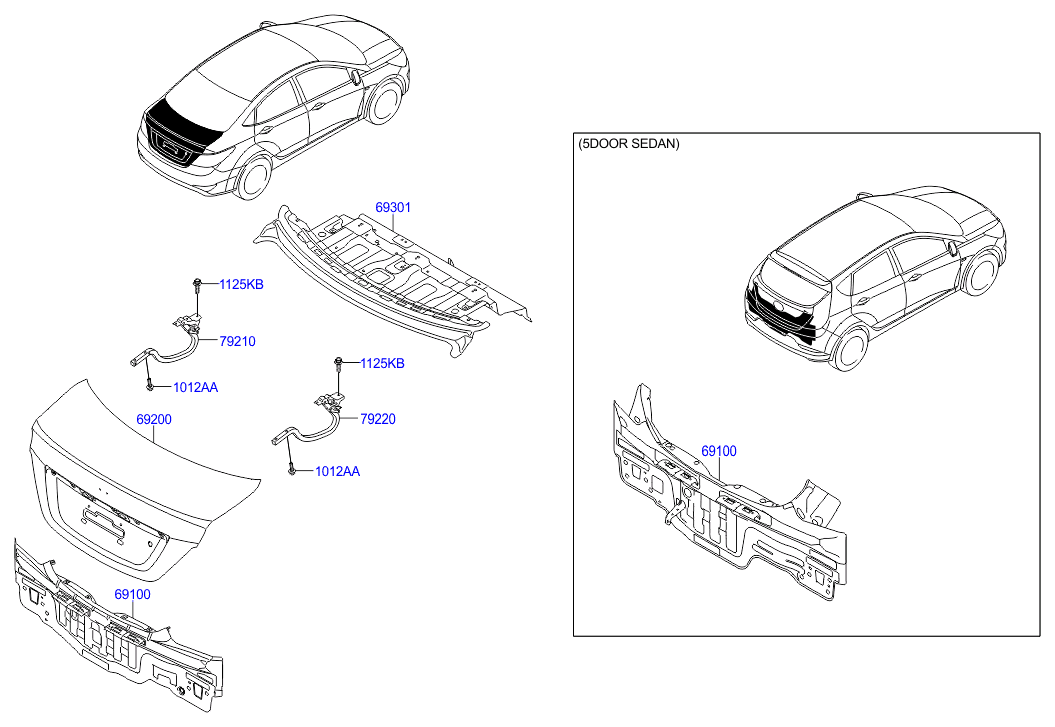Петля крышки багажника левая для Хендай Солярис 2014-2017