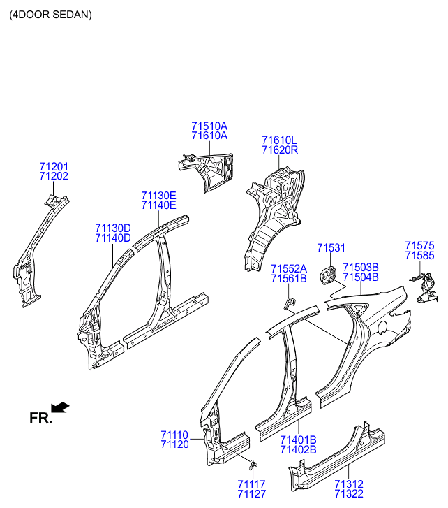 Центральная стойка кузова левая для Хендай Солярис 2014-2017
