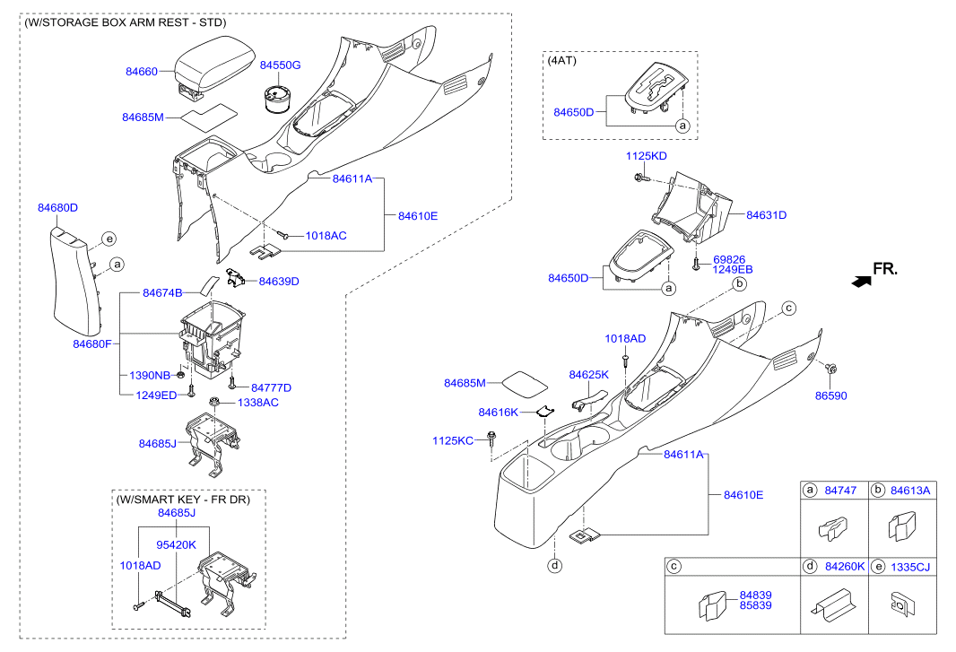 Подлокотник передних сидений для Хендай Солярис 2014-2017