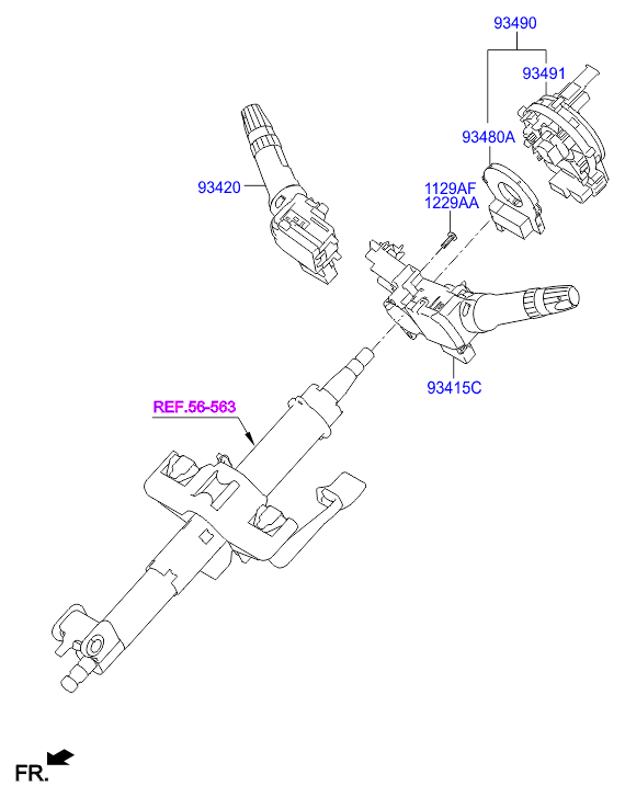 Подрулевой переключатель стеклоочистителя для Хендай Солярис 2014-2017