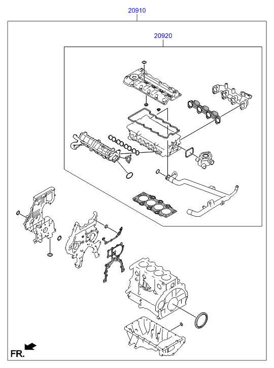 Комплект прокладок для двигателя для Хендай i40 2015-2018